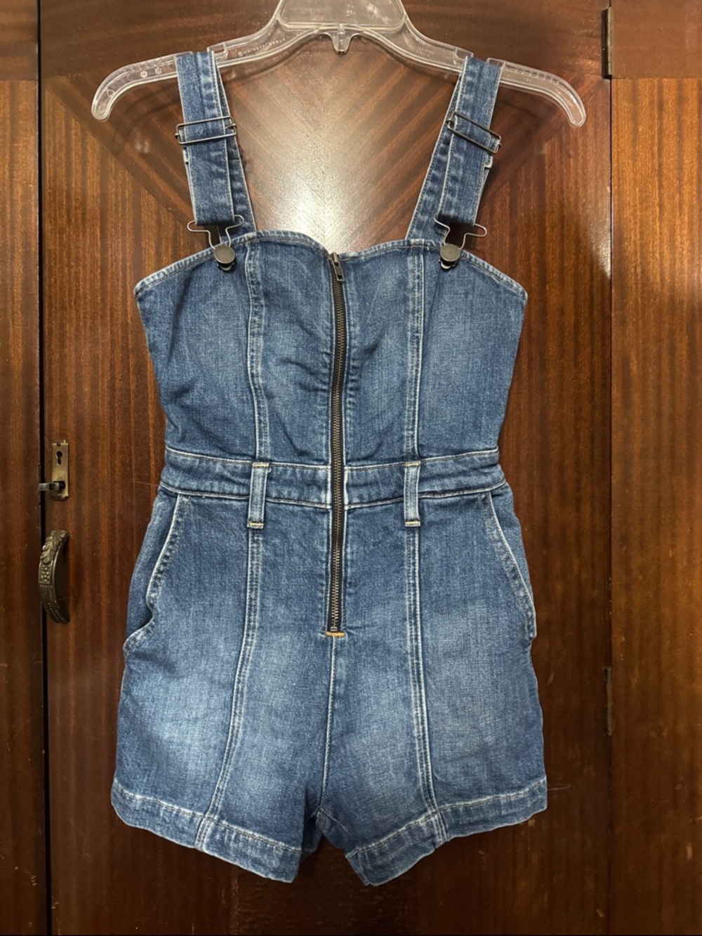 Alice and Olivia Denim Zip-Front Romper
